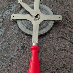 Vintage Lufkin 100 foot Metal  Tape Measure Wood Handle USA