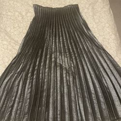 Lamé Pleated Midi Skirt