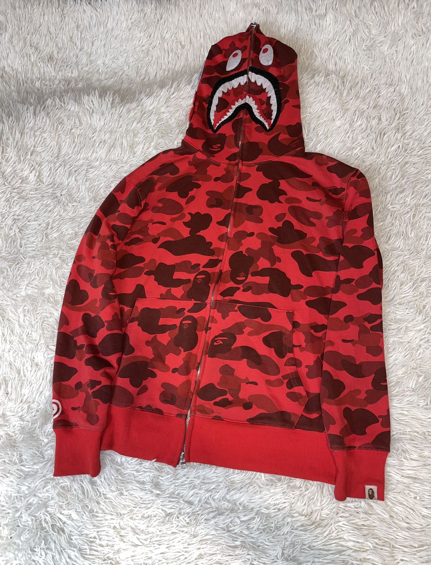 BAPE Zip Up Hoodie Camo Red