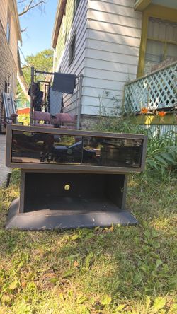Black Mitsubishi brand television stand