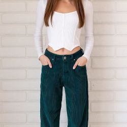 Just Polly New York Shirt (XS) + Empyre Corduroy Pants (Size 3) – Effortlessly Cool Duo!