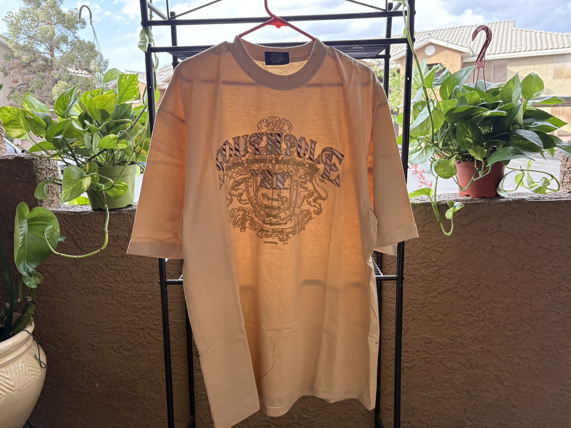 VINTAGE Y2K Tan/Yellowish Southpole Spell Out Shirt Size XL