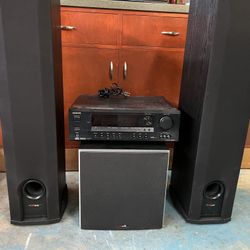 Polk Audio Speakers And Subwoofer With Onkyo Receiver