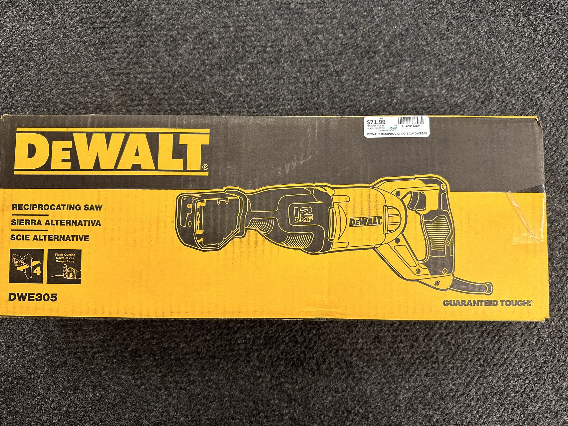 NEW! Dewalt Corded Reciprocating Saw - Unopened 