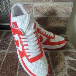 Louis Vuitton x Nike Air Force 9.5/ Low White Red Shoes Sneakers

