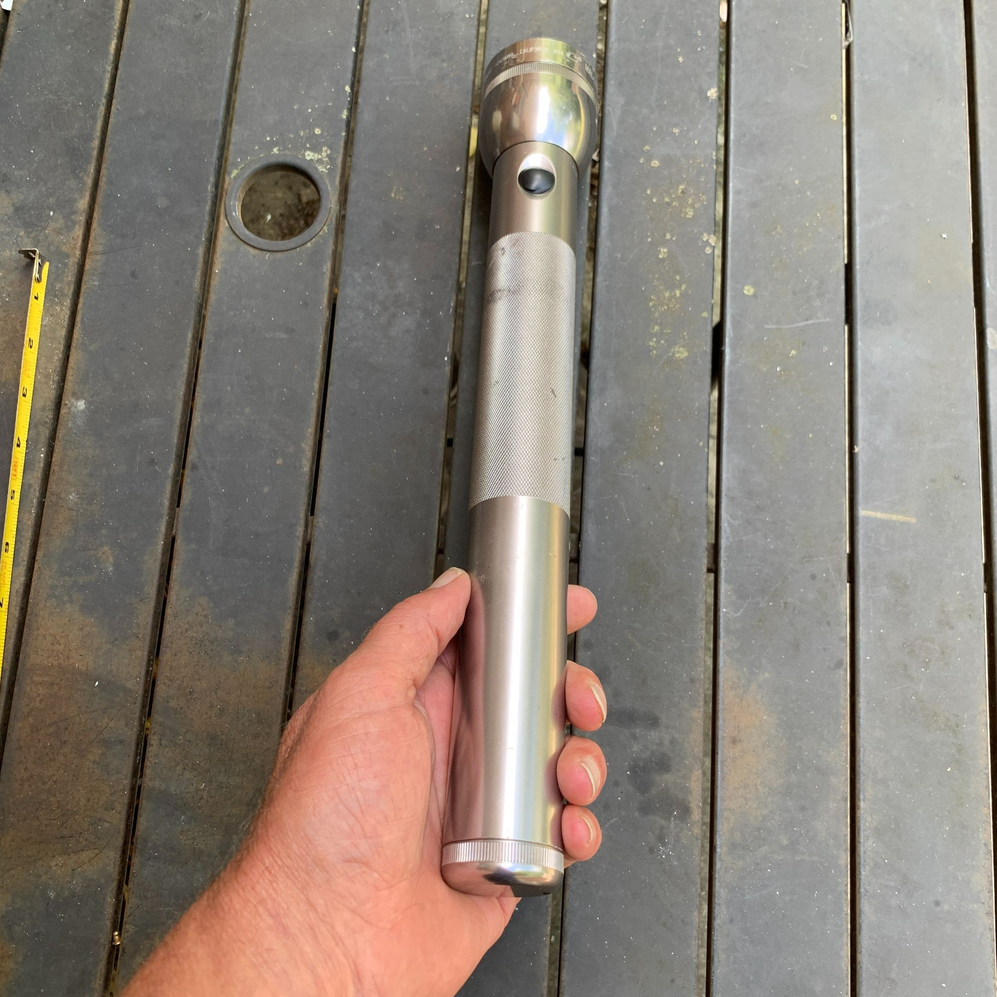 Large Maglite 15 Inch Silver Metal Flashlight