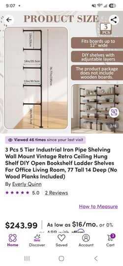 3 Metal Pipe Racks for Shelves