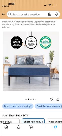 DREAMFOAM Brooklyn Bedding Copperflex Essential 6" Gel Memory Foam Mattress |Short Full 48x74|Made in Arizona