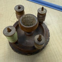 Vintage Turned wood Sewing Caddy