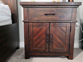 Beautiful Rustic Dark Wood Nightstand / Bedside Cabinet