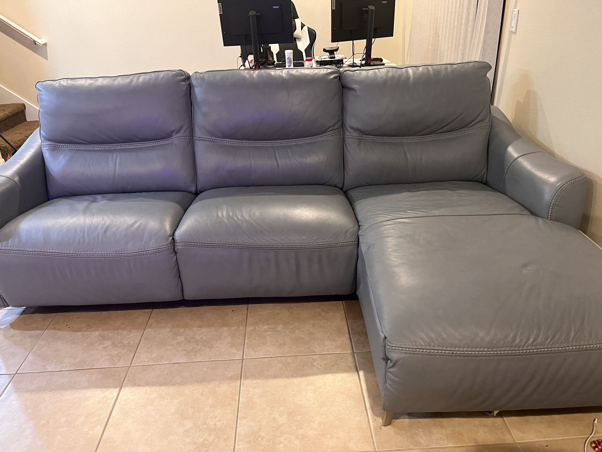 Leather 3 Pc Reclining Sectional