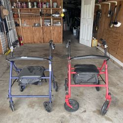Red & Blue Wheeled Walkers OBO Like New
