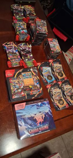 Pokemon cards Pitch Black & Chaos Rising booster bundles, ETB, Sleeves, blister packs and singles