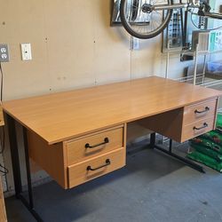 Wood desk with metal legs