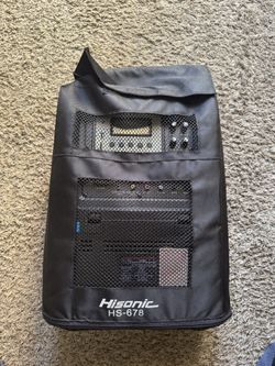 Hisonic HS678 Portable & Rechargeable 130 Watt PA (Public Address) System with Dual Wireless Microphone System & MP3 Player, Black