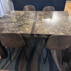 Marble Dining Table w/4 Chairs 
