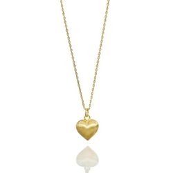 18K Gold Brushed Puffed Heart Necklace