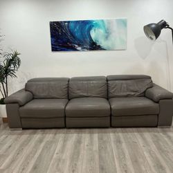 FREE DELIVERY SOFA LEATHER GRAY RECLINER 3PCS BRAND CITY FURNITURE 