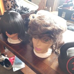 Quality Costume/Cosplay Wigs with Mannequin Heads – $25 Each or $40 for Both