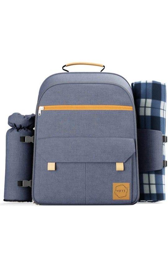 Savvy Comfort | Picnic Backpack Set for 4 with Large Cooler Backpack, Waterproof