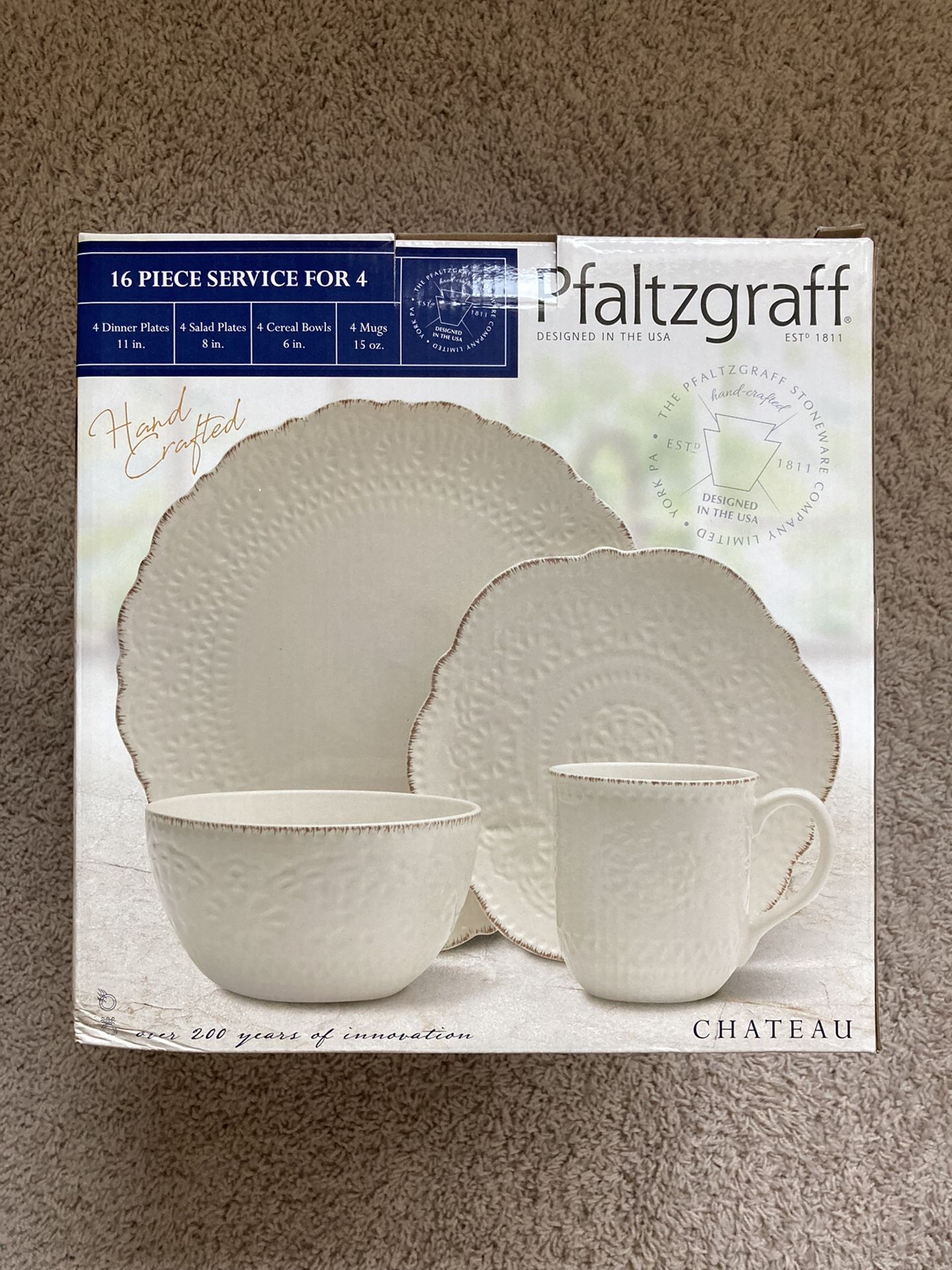 Brand New** Pfaltzgraff Chateau Cream 16 Piece Stoneware