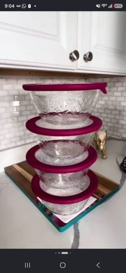 Princess house set de 4 tazones de 1.5 qt. WILDFLOWER