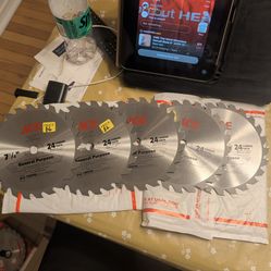 5 pack 7-1/4" circular saw blade 24 carbide teeth (ace)