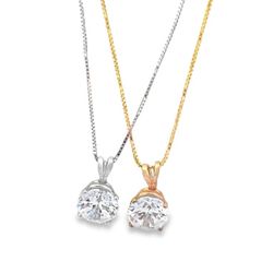 Yellow Gold Diamond Solitaire Pendant Necklace