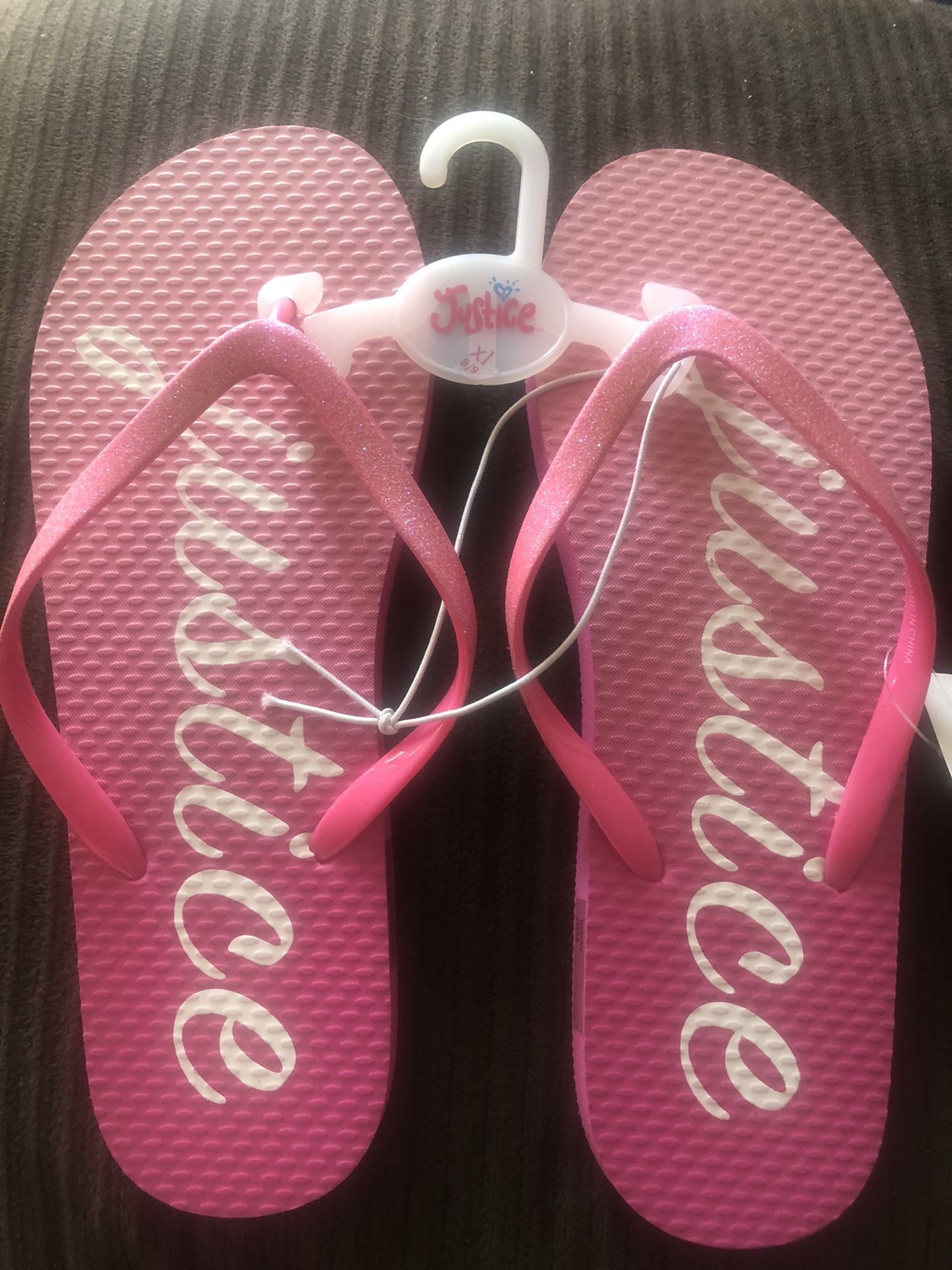 Justice flip flops size XL 8/9