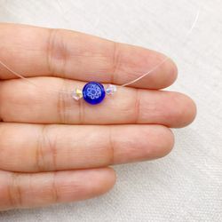 Nylon choker blue charm necklace