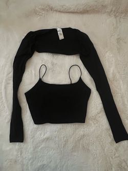 Garage  Black Two-Piece Crop Top Set