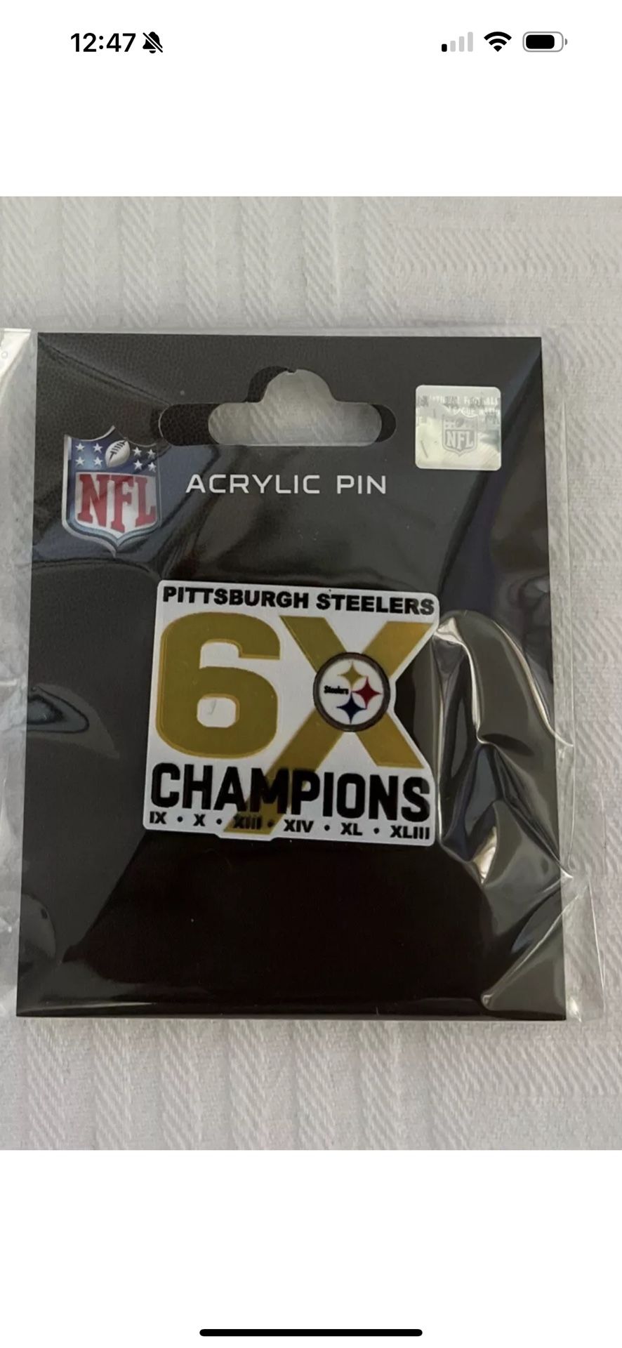 Pittsburgh Steelers NFL Acrylic Pin 6x Super Bowl Champions Football Brand New