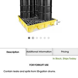 4 Drum Spill Containment Pallet with Drain
