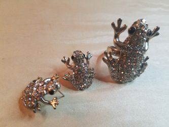 Frog earrings and rings