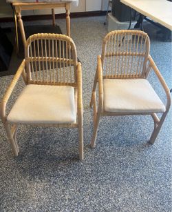 IKEA buskbo rattan and cream chair - set of 2