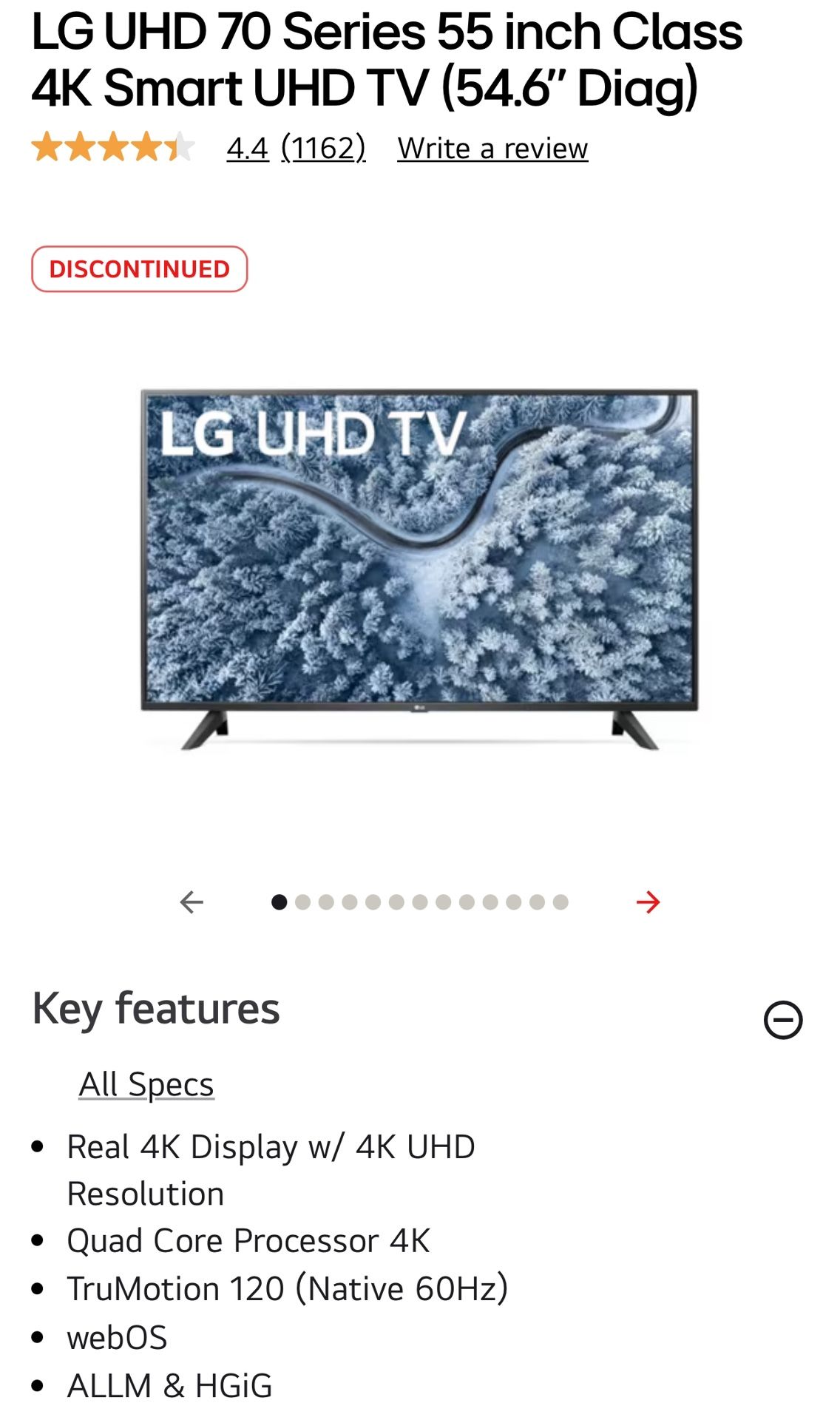 LG 4K LED TV 55”