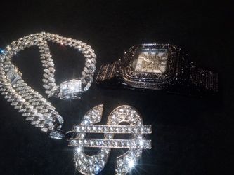 Black Titanium Ice Black CEO Money Medallion Piece Lab Stones Long 26 Inch