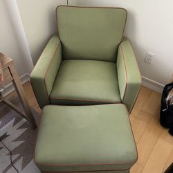 Mid Century European Chair And Ottoman 