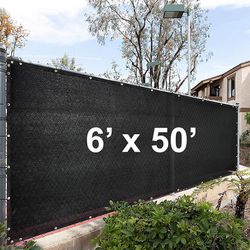 (NEW) $40 Black Color 6x50 FT Privacy Screen Fence, Mesh Shade Cover for Garden Wall Yard Backyard 