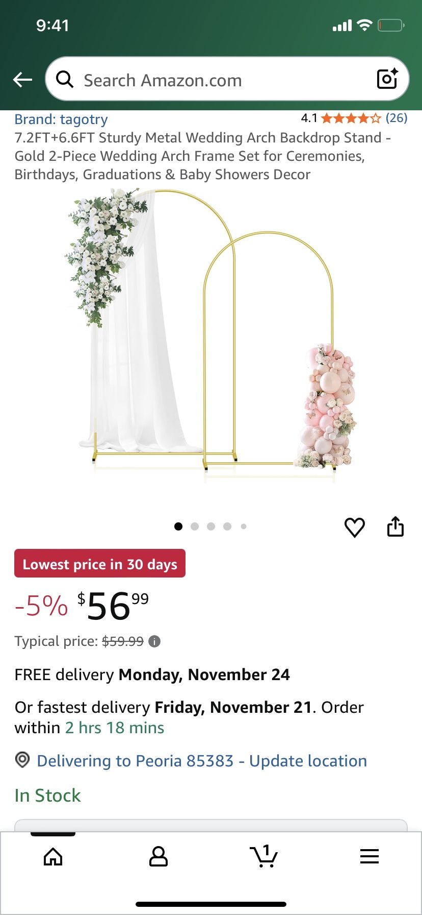 Weding Arch Set Of 2 Gold New For Events $40