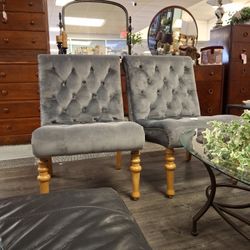 Button Tuft Accent Chairs