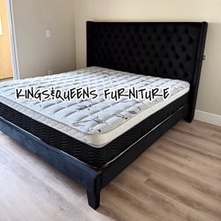 New King Bed Frame With Mattress 