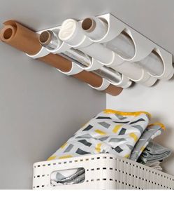 Under Shelf Wrap Organizer | Plastic Wrap, Foil & Parchment Roll Holder