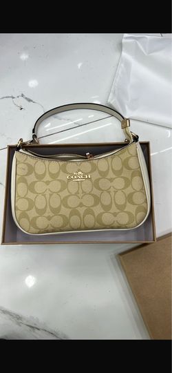 Tan/White Shoulder Coach Purse