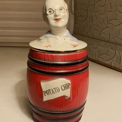 Vintage Ceramic Potato Chip Jar or Cooke Jar Collectible