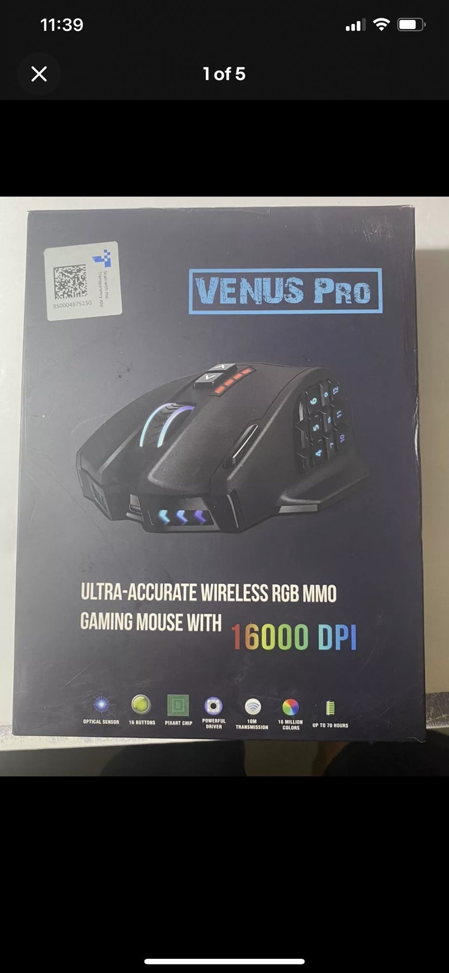 Venus Pro Ultra Accurate Wireless Rbg Mmo Gaming Mouse