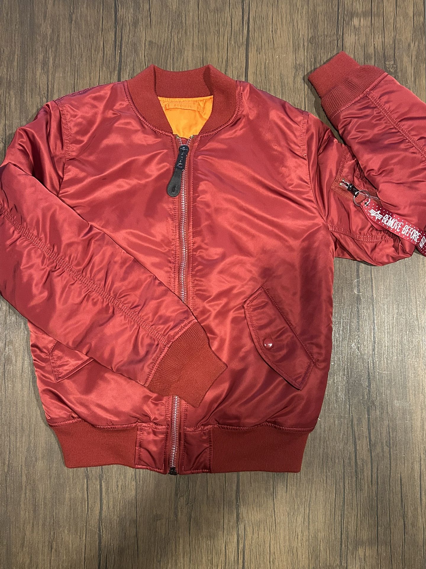 Alpha Industries MA-1 Bomber Jacket Slim Fit Men’s Small Red Reversible