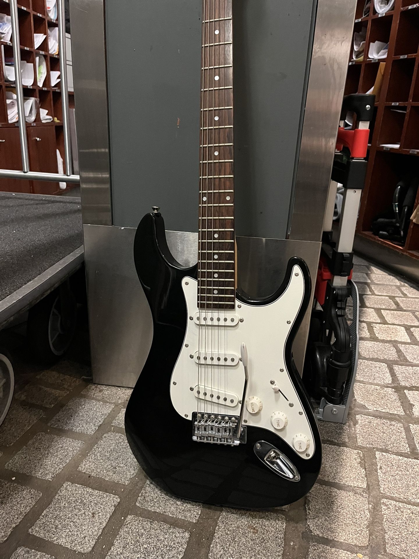 Vintage 1980s Lotus Black Electric Guitar w/ Case