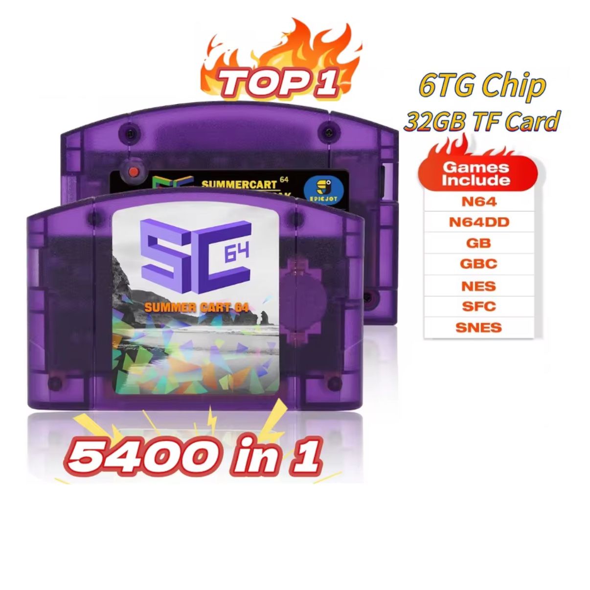 Summercart 64 Open Source N64 32GB SD 5400 Games 64DD USA SELLER!