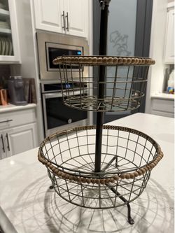 Two tier metal basket .